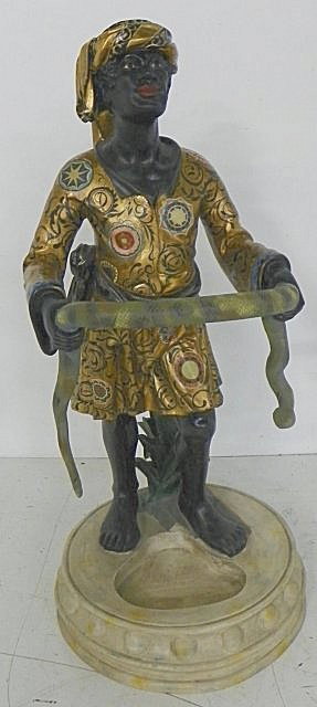 Blackamoor umbrella stand "Holding a Snake": Approx. 49" H. Please read our terms of sale.