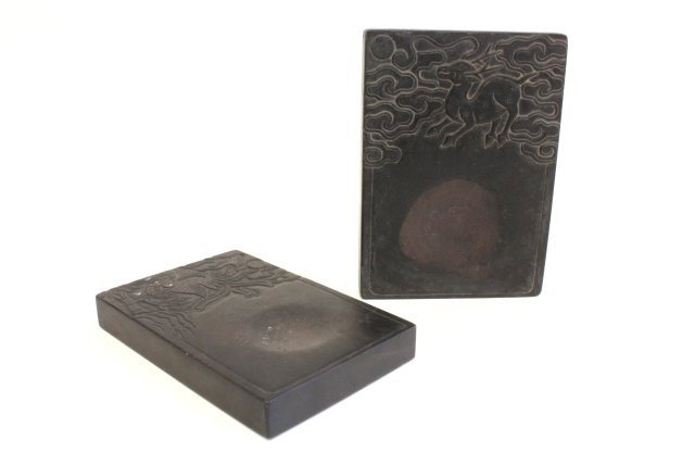 2 inkstones with etched designs: Approx. 7.75" x 5.25". Please read our terms of sale.