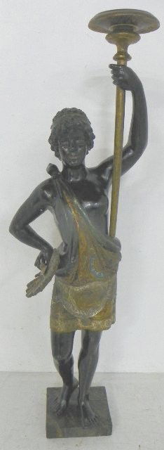 19th c. polychromed Italian wood Blackamoor: Label on back "The British Antique Dealers Association". Approx. 58" H.