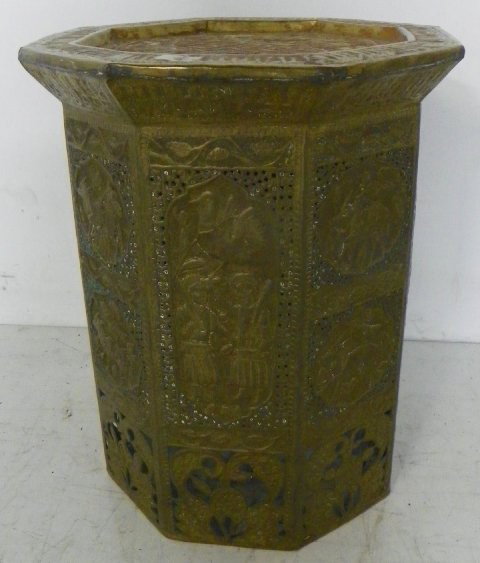 Brass Syrian Judaica table: Approx. 18.5" x 15"