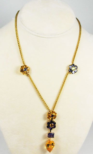 18kt Chimento necklace with semiprecious stones: 18kt Chimento necklace with semiprecious stones