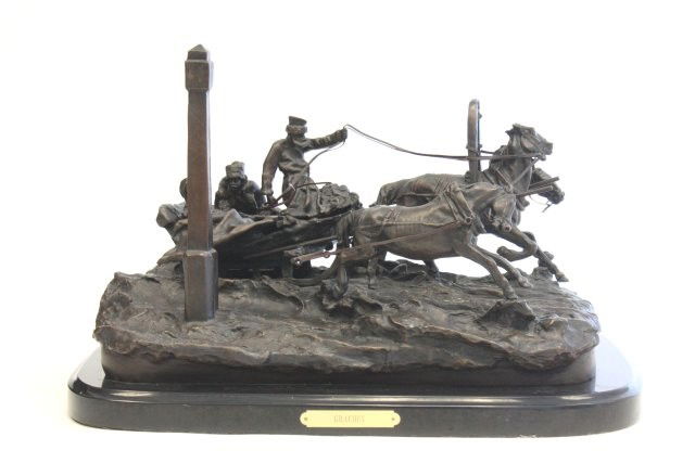 Russian bronze "Grachev" signed: Approx. 16" L x 10.5" D.