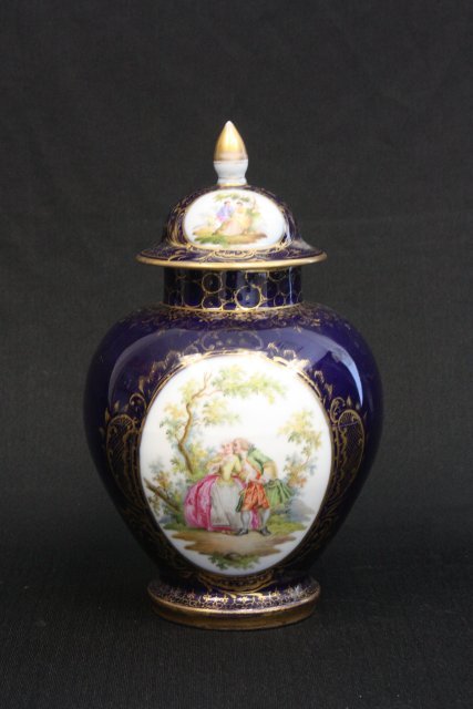 Cobalt urn with Augustus Rex mark: Approx. 11" H. Please read our terms of sale.