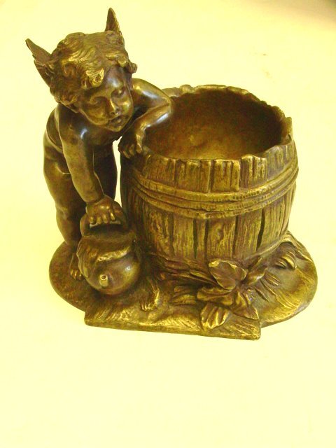 Antique bronze "Cupid" signed Moreau: Approx. 5" H x 6" W. Please read our terms of sale.