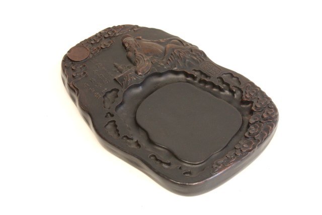 Figural inkstone depicting "Scholar": Approx. 9.5" x 6.75". Please read our terms of sale.