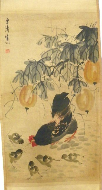 Chinese scroll "Rooster" signed Wang Xue Tao: Approx. 38.5" x 22". Artist's name not guaranteed. Please read our terms of sale.