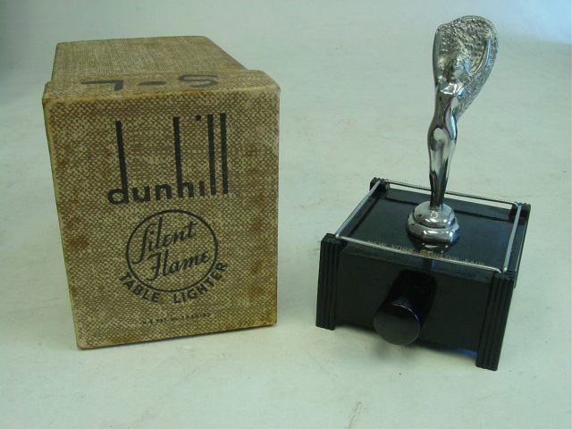 Dunhill silent flame table lighter: In the original box with instructions & tag from the New York Worlds Fair.