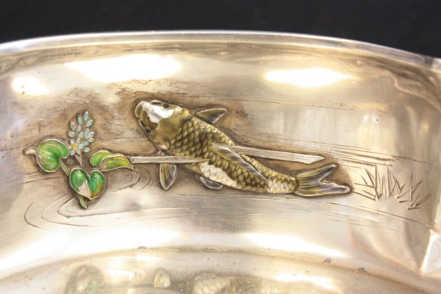 Japanese silver & enamel footed bowl - 2