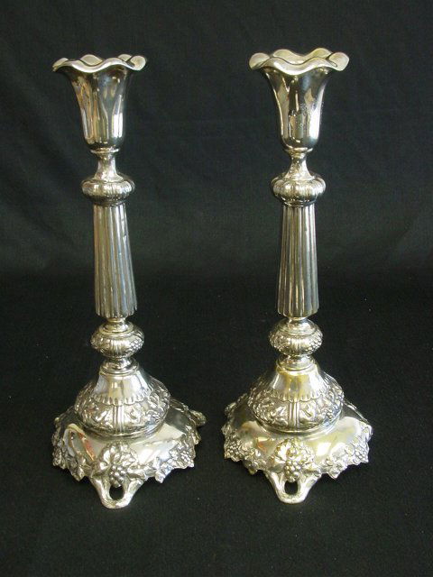 Polish Antique pair Sabbath candlesticks: Norblin.