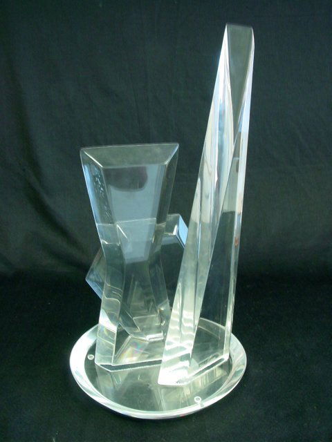 Lucite sculpture signed Van Teal: Approx. 18.5" x 9.75".