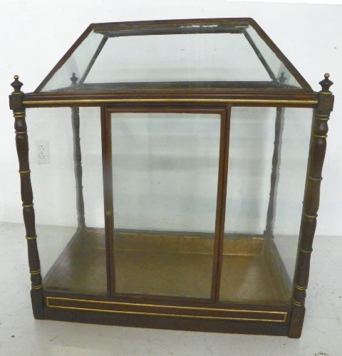 Faux bamboo terrarium: Some minor losses. Approx. 21" x 31" x 37"