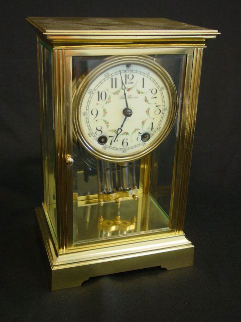 Seth Thomas crystal regulator clock: With porcelain face & mercury pendulum. Approx. 11" x 6.75" x 5 3/8"