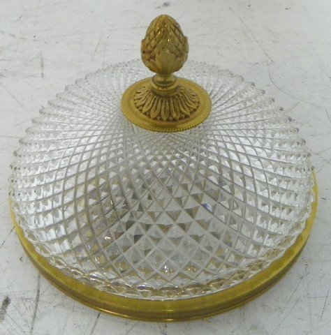 Bronze & crystal French light fixture: Approx. 6" H x 12" Diam.