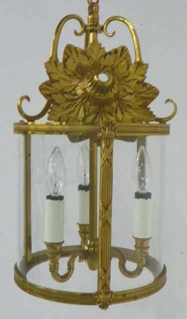 Dore bronze 3 light lantern chandelier: Approx. 28" H x 9.75" Diam.