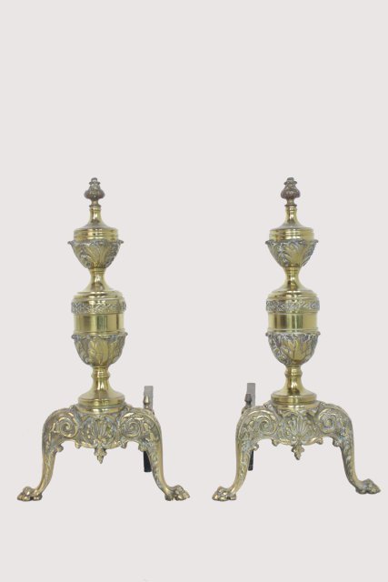 Brass andirons: Brass andirons