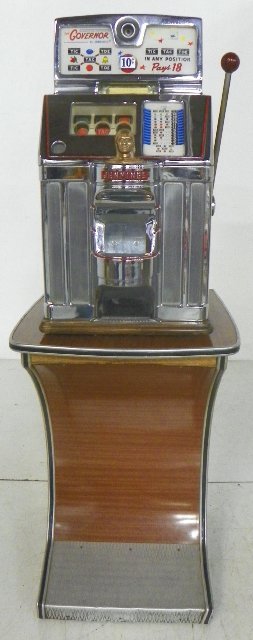 10¢ slot machine by Jennings & Co: "The Governor". On stand. Approx. 28", stand alone 30.5".