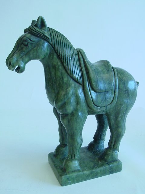 Chinese soapstone "Horse": Approx. 9.25" H x 8.5" W.