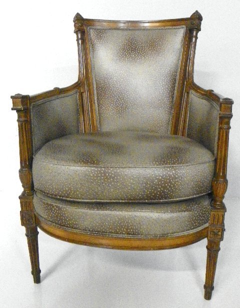 Louis XV style Bergere chair: Approx. 37" H x 24" W x 25" D. Please read our terms of sale.