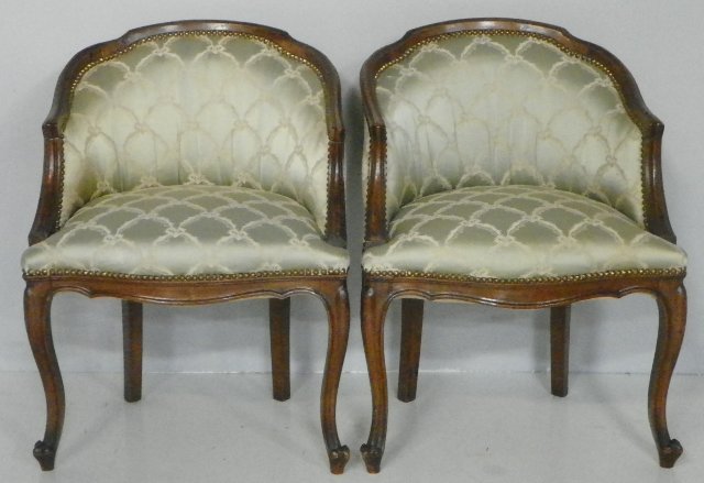 Pair Louis XV style small Bergere chairs: Pair Louis XV style small Bergere chairs Please read our terms of sale.