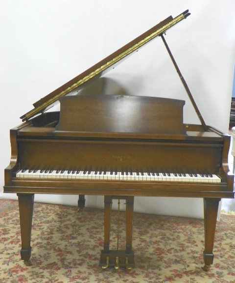 Sohmer Model 50 Baby Grand Piano: Marked Capo D'Astro Bar Pat, with piano bench. Approx. 60" D x 54" W. Please read our terms of sale.