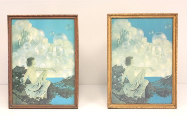 2 framed Maxfield Parrish prints: Image approx. 15.5" x 11.5". Please read our terms of sale.