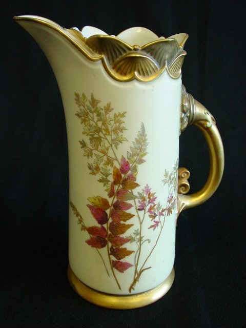 Royal Worcester ewer with "Floral" design: Approx. 10" H. Please read our terms of sale.