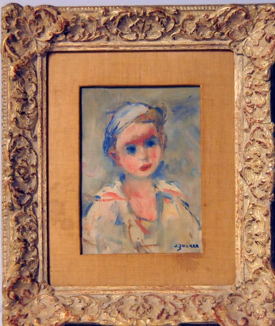 Fine oil painting by WPA artist Jaques Zucker: On board, WPA artist Jaques Zucker New York 1900-1981. Image approx. 4.75" x 7", 11.75" x 13" with frame. Please read our terms of sale.