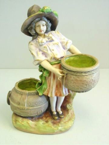 Signed Amphora of "Young Girl": Approx. 14" H. Please read our terms of sale.