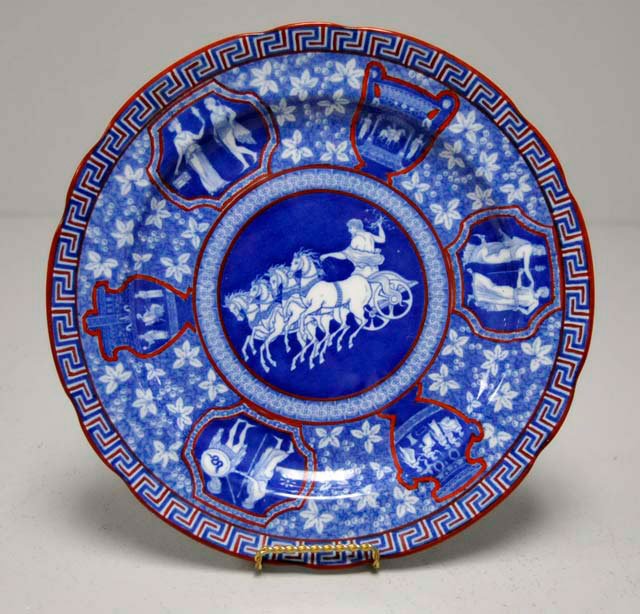 Copeland, spode blue & white "Greek" plate: Approx. 10" Diam. Please read our terms of sale.