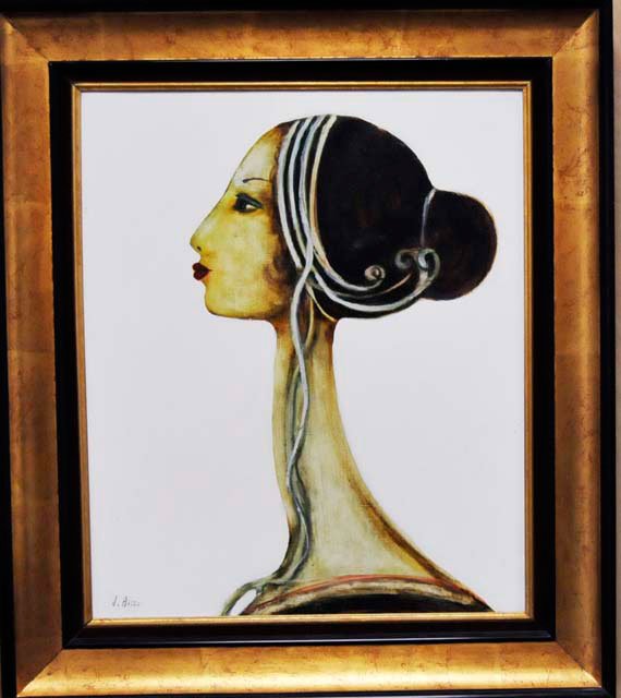 Framed "Profile of a Woman" by Alfredo Hlito: Artist signed, Argentine artist, contemporary. Approx. 21.75" x 18". Please read our terms of sale.