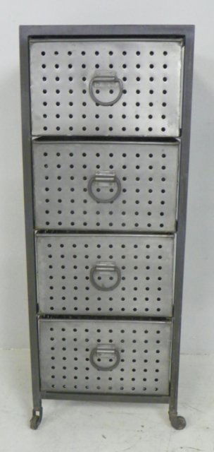 Industrial steel 4 drawer file cabinet: Approx. 48" H x 18" x 18" D.