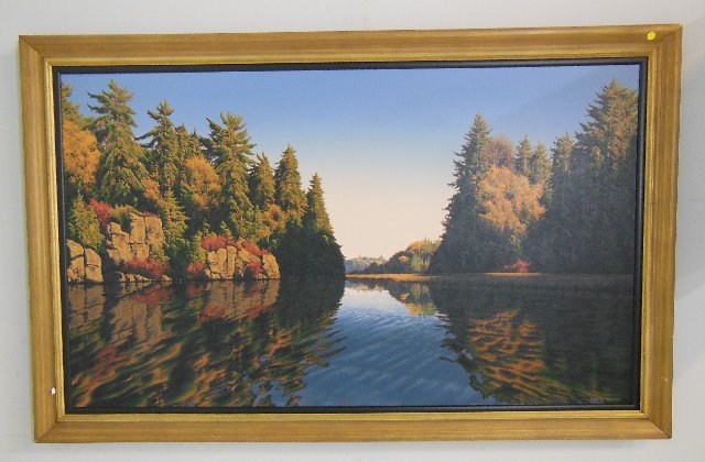 Landscape painting by Robert Ross: Approx. 59" x 35". Please read our terms of sale.