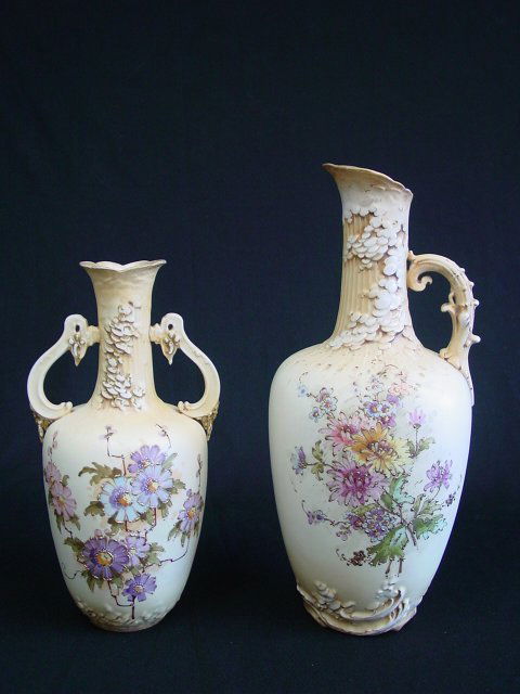 2 Amphora Teplitz pieces: Turn, Austria. 1- Pitcher, approx. 17" H. 1- Vase, approx. 13.5" H. Please read our terms of sale.