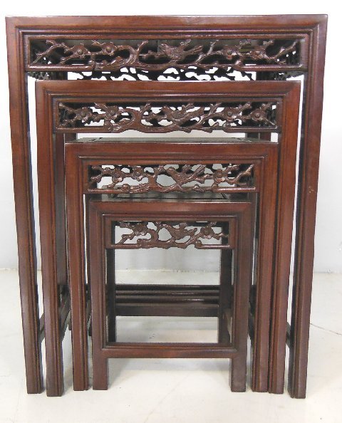 Chinese 4 stack mahogany table set: Chinese 4 stack mahogany table set Please read our terms of sale.