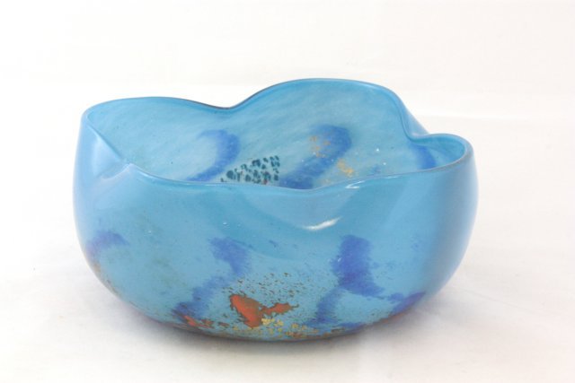 Daum Nancy blue bowl: Repaired. Approx. 3.5" x 7.75".