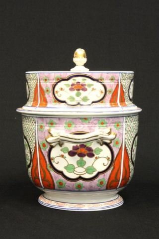 Samson handpainted wine cooler ca. 19th c.: 3 part scenes of "Animals". Approx. 9" H x 7" Diam.