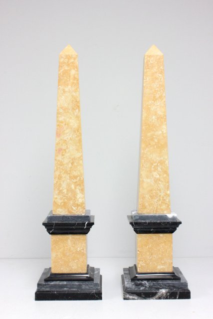 Pair marble obelisks: Approx. 31" H.