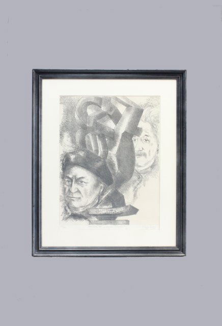 Lithograph "Homage to Jacques Lipchitz": Image approx. 18" W x 24.75", 27.5" x 34" L with frame.