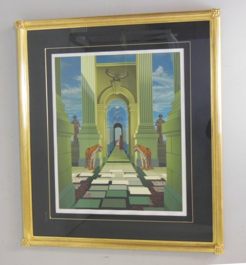Frederick Phillips serigraph "Solid Geometry": 1/295, Along with book from "Atlas Galleries". Approx. 36" x 29" with frame.