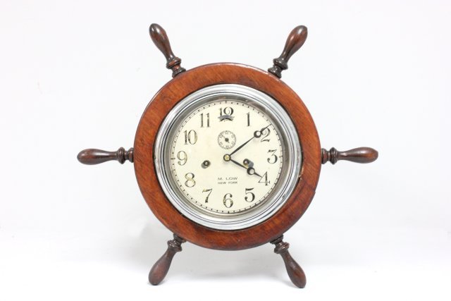 M. Low "NY Ships" steering wheel clock: Approx. 19.5" Diam.