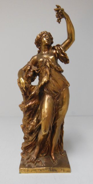 Clodion bronze "Classical Woman with Grapes": Barbediene foundry. Approx. 21" H.