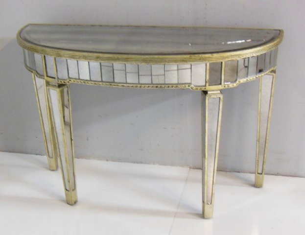 Mirrored console table: Mirrored top as is. Approx. 48" W. X 31" X 15".
