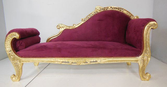 French style chaise lounge: Approx. 84" x 45" x 24".