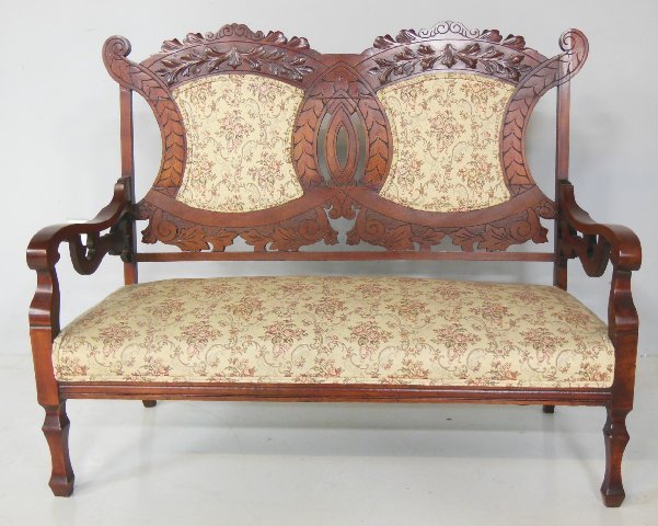 Victorian loveseat: Approx. 47" L x 39.5" H x 22" D.
