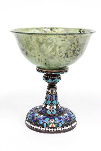 Pair 19th c. Russian silver & enamel cups - 3