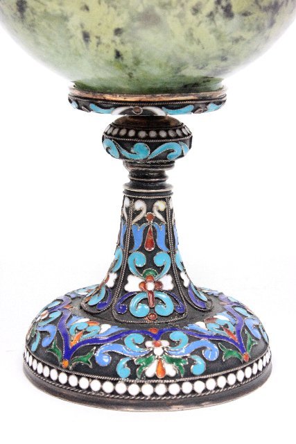Pair 19th c. Russian silver & enamel cups - 5