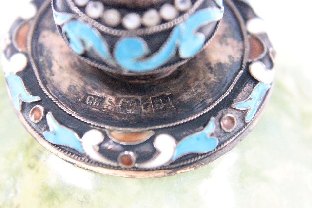 Pair 19th c. Russian silver & enamel cups - 6