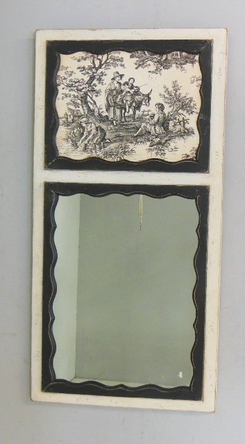 Black & white Toille Trumeau mirror: Approx. 48" x 24".