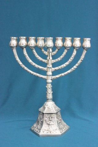 Early 20th c. German silver menorah: Approx. 15 ozt.