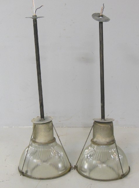 Pair French crystal dome lights: Approx. 14" D ( dome) x 36" to ceiling mount. From the Chateau des Thon, which originally was built and located outside of Dijon, France in the early 18th century.